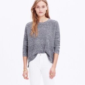 Madewell Landmark Textured Black & White Marled Side Zippers Sweater‎ Size XS